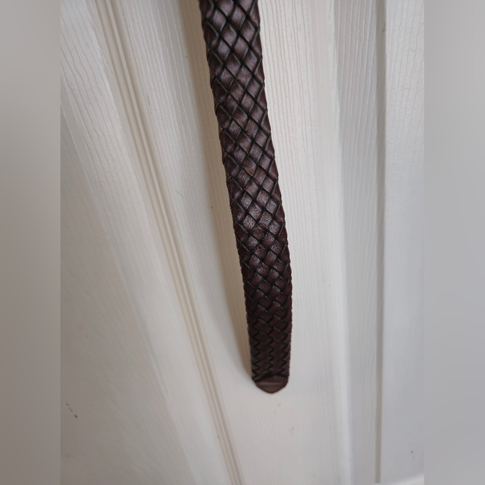 Men's Genuine Leather Braided Brown Belt Bonded Lacing  Brass Buckle Size 40 - Picture 12 of 15